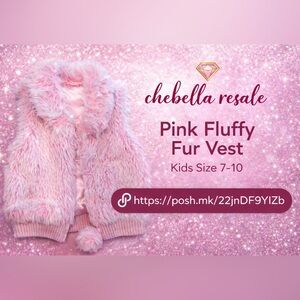 Pink Faux Fur Kids Vest Coquette Pretty Fun size 7-14 (runs small)
